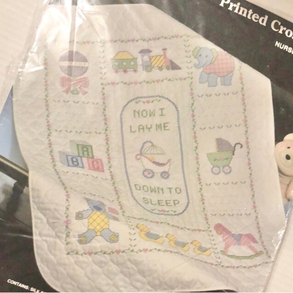 Janlynn Cross-Stitch NURSERY-TIME Baby Crib Quilt Kit, Y2K, Vintage, DIY